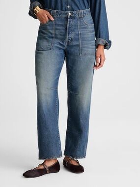 Madewell Darted Barrel Leg Utility Jeans Size 25 Irmo Wash Denim $158 NY066